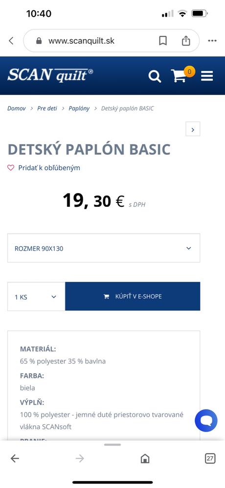 Scan quilt detsky paplon, šírka (cm): 70,dĺžka (cm): 130