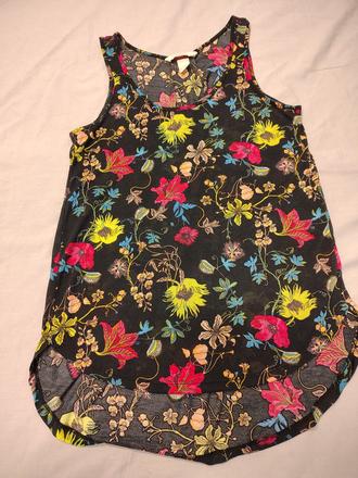 Dámsky čierny kvetinový top, h&m, xs, s, h&m,xs