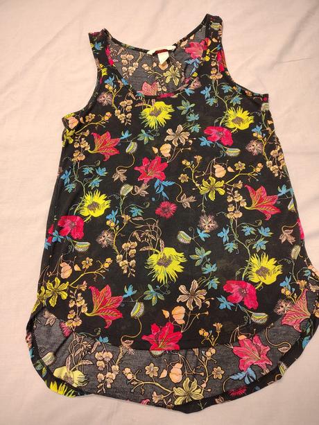 Dámsky čierny kvetinový top, h&m, xs, s, h&m,xs