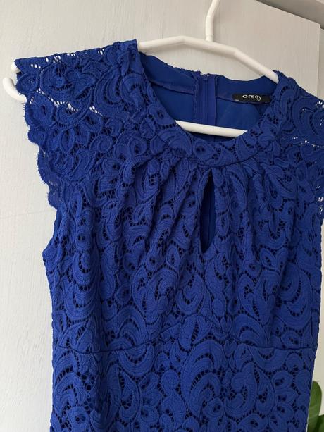 Modré šaty slavnostne/ modré šaty čipkované, orsay,xs