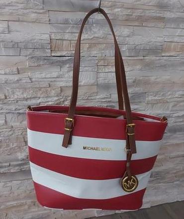 Červeno biela pásikavá kabelka, 