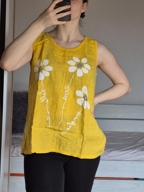 Žlté tričko bez rukávov, m