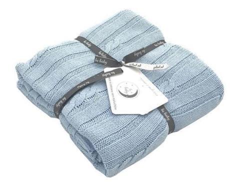 Poldaun pletená deka modrá 100x75cm,