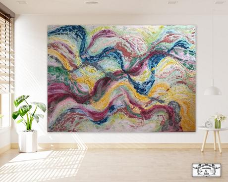 Xxl malba- abstrakt 180x130 pestrofarebny obraz,