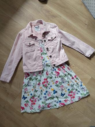 Riflova bunda+ saty h&m velkost 134_140, h&m,134