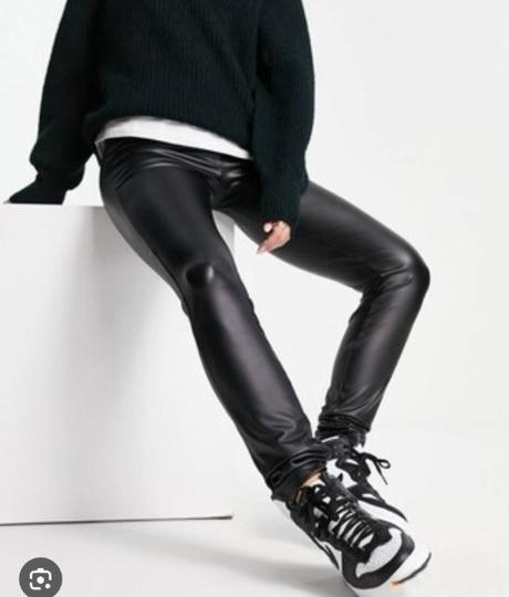 Noisy may dámske čierne koženkové nohavice, 32 / l / xl