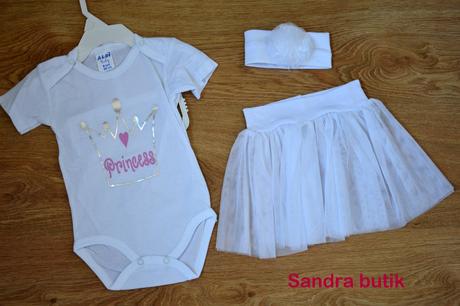 Detská súpravička princess body, suknička, čelenka, 62 - 98