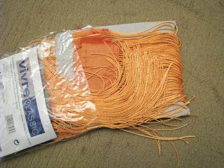 Odstrižok - oranžová šnúrková záclona,