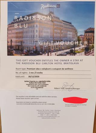 Darčekovy poukaz hotel carlton s wellnessom,