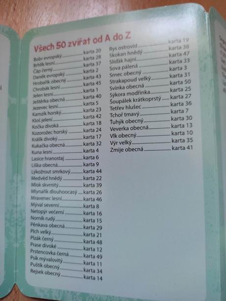 Karty lesnych zvierat, 