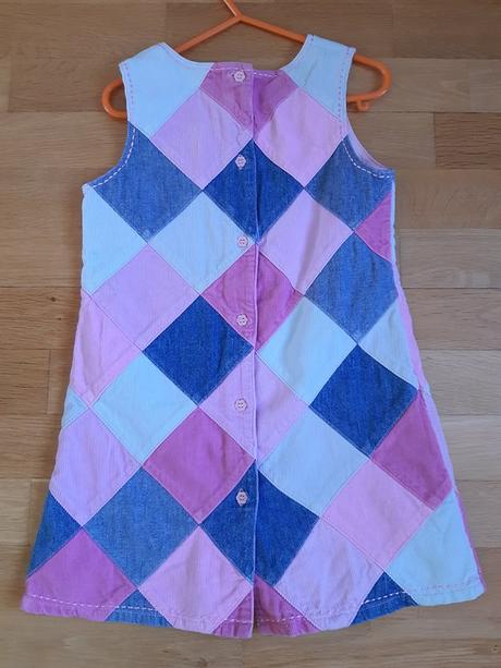 Kárované menčestrové šatičky s kvietkami, next,104