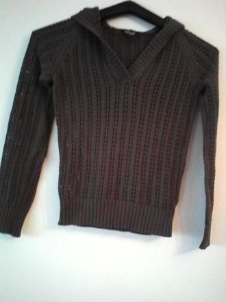 Úpletový pulóver s kapucňou, kenvelo,s