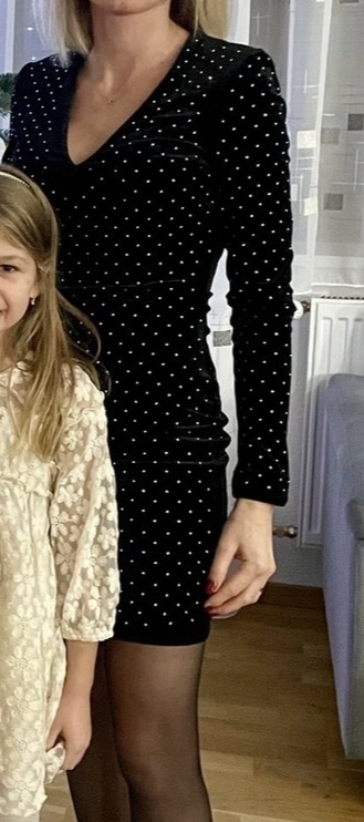 Zamatove saty s kamienkami, mango,xs