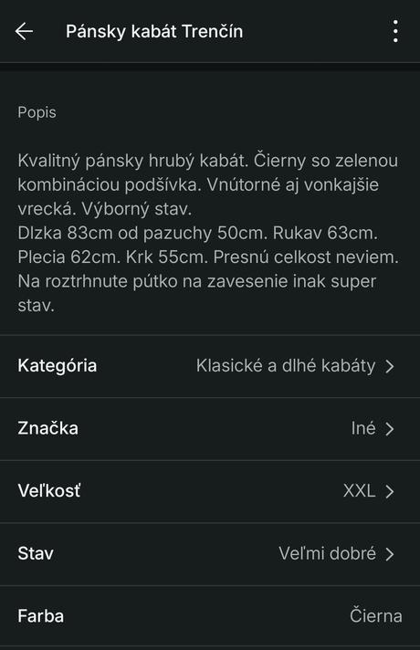 Čierny pánsky kabát, xxl