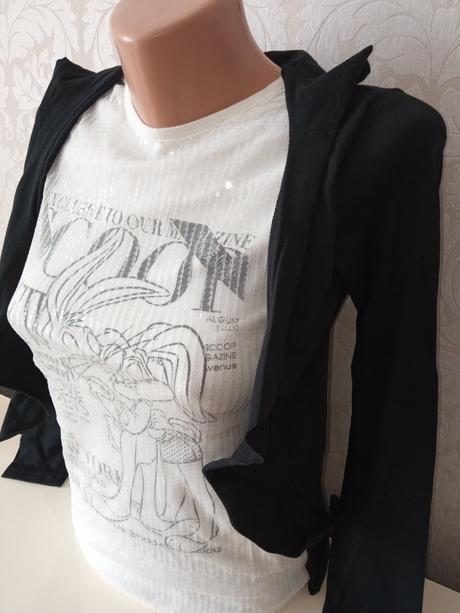 Dievčenské tričko s potlačou a flitrami,11-12 r., ovs,152