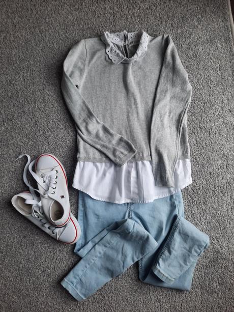 Sivy svetrik, h&m,134