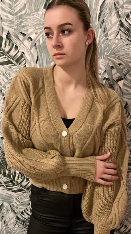 Dámsky vzorovaný sveter s balónovými rukávmi, l / m / s / xl