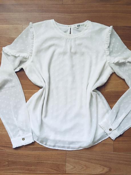 Biela blúzka s motívom srdiečok, h&m,xs