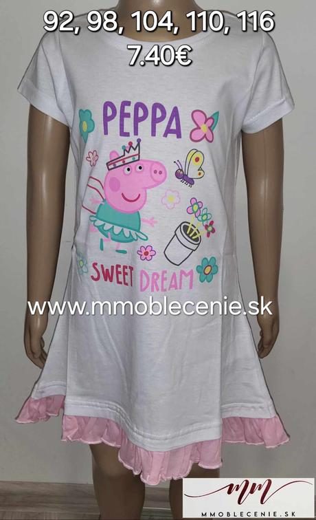 Nočná košeľa peppa pig, disney,92 / 98 / 104 / 110 / 116