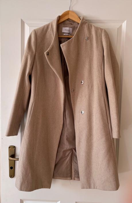 Béžový vlnený kabát, reserved, xs/34, reserved,xs