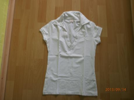 Biele tričko s límčekom, guga jeans,s