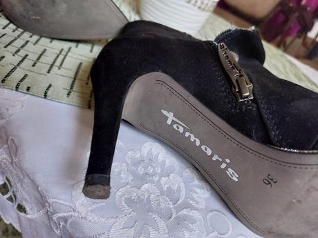 Čierne členkové čižmy tamaris na podpätku 36, tamaris,36