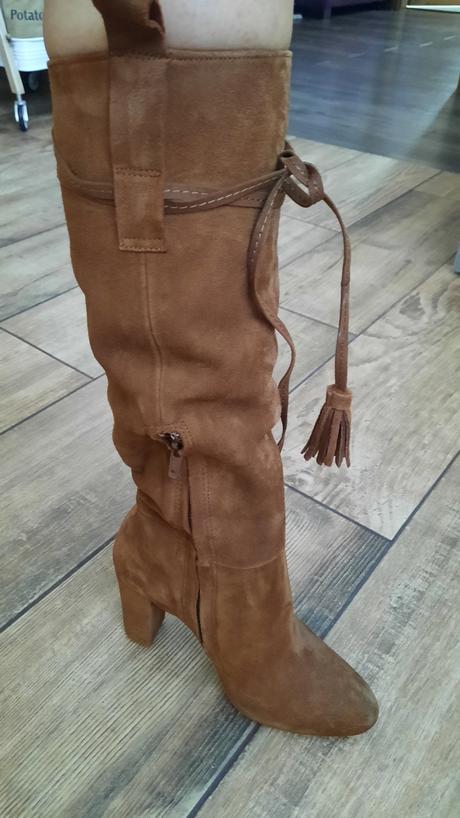 Čižmy z brúsenej kože, zara,35