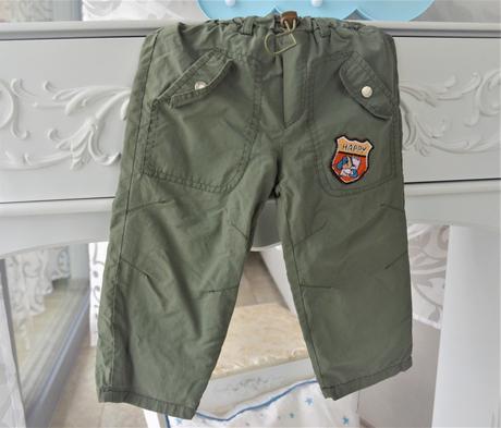 Zateplené olivové nohavice-80, 80