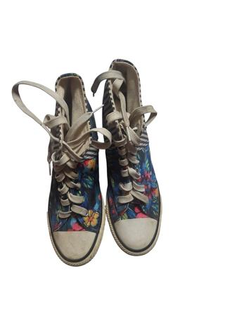 Dámske rifľové tenisky na platforme, 38