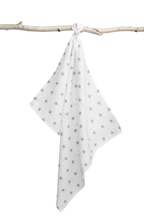 Sensillo mušelínová plienka šedé hviezdy 70x80 cm,