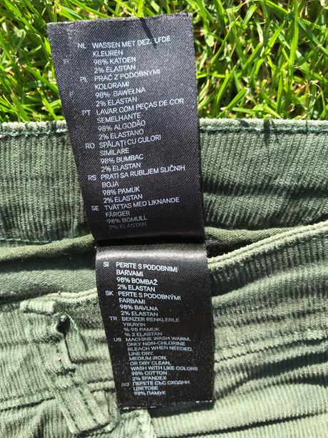 Zelené manchestrové nohavice, h&m,42