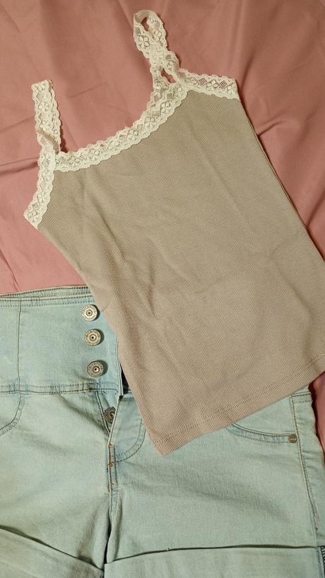 Tielko top z bavlny xs/s, h&m,xs