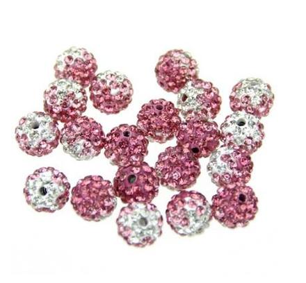 Shamballa korálky melírované ružové, 