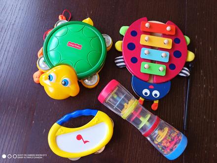 Detské hudobné nástroje, xylofon, bubon, privolava,