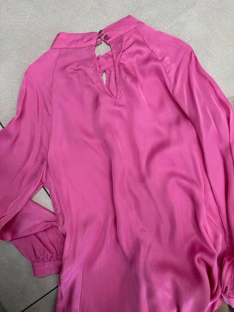 Ružová saténová blúzka, s