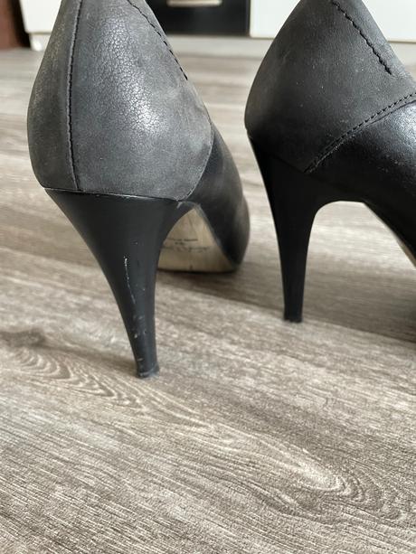 Pravé kožené čierne lodičky, 37