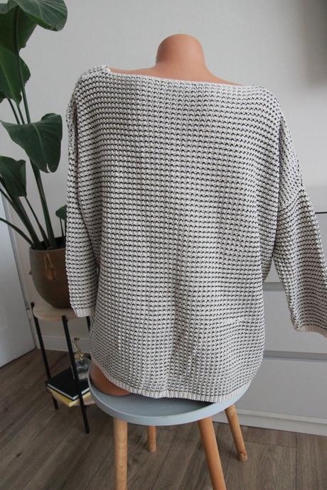 Béžovo čierny pletený sveter, xl, xl