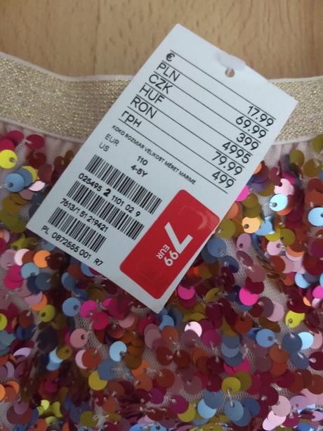 Suknička s flitrami, h&m,110