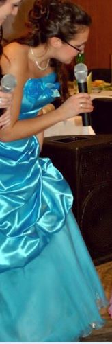 Dlhé modré spoločenské šaty 34-36-38, s