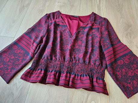 Bordová blúzka s volánikom a širokými rukávmi, atmosphere,xl