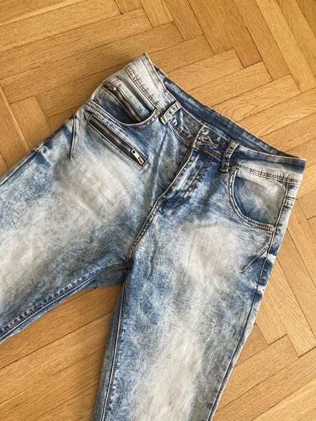 Rifle - výpratý look, vysoký pás, rifle,xs