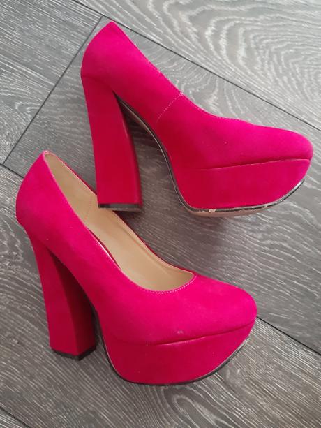 Tmavo ružové platformové lodičky., 37