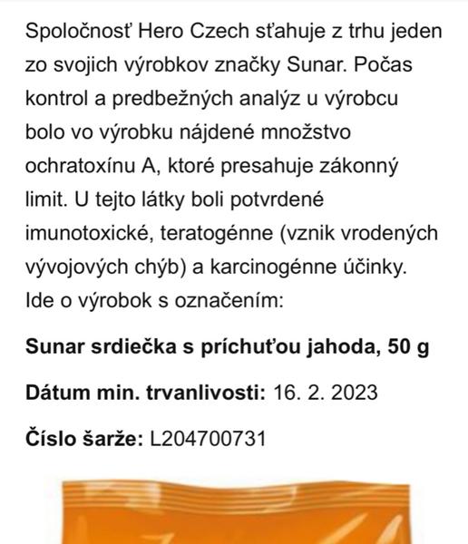 Sunar chrumky - karcinogénne látky