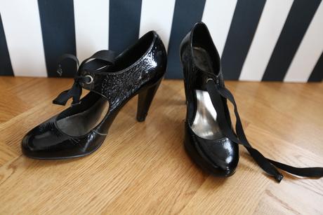 Čierne kožené lakové lodičky, 36, 36