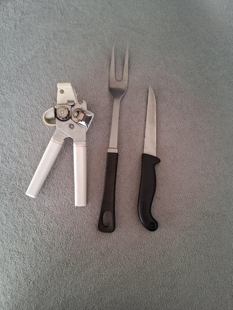 Nôž vidlička otvárač na konzervy flaše cena spolu, 