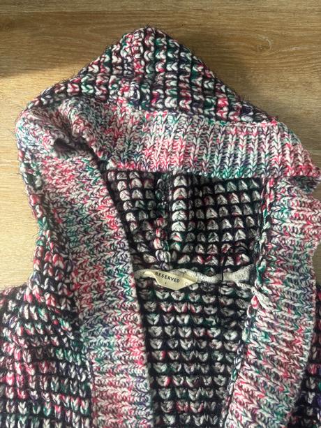 Vlnený kardigán / sveter s kapucňou, reserved,s