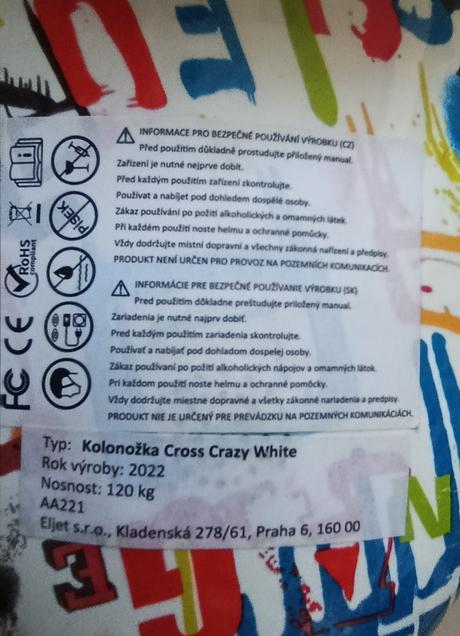 Hoverboard -kolonožka cross, 