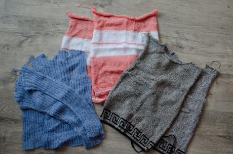 Pletené diely nedokončené,