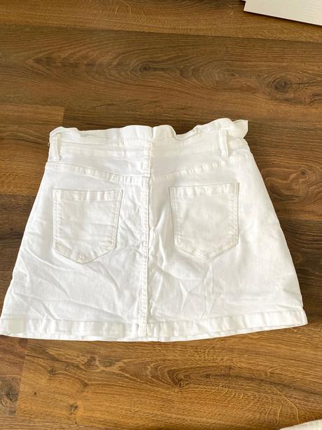 Biela džínsová sukňa paperbag, m