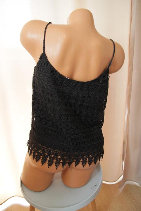 Čierny čipkovaný top, s/m, s